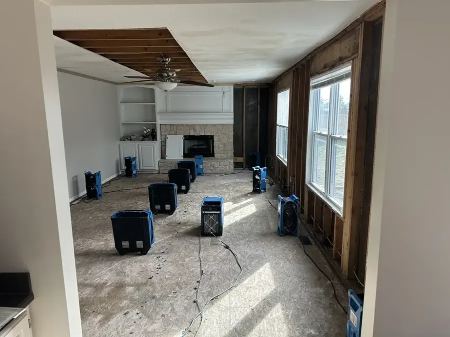 Drying machines throughout a large room with walls and ceiling opened